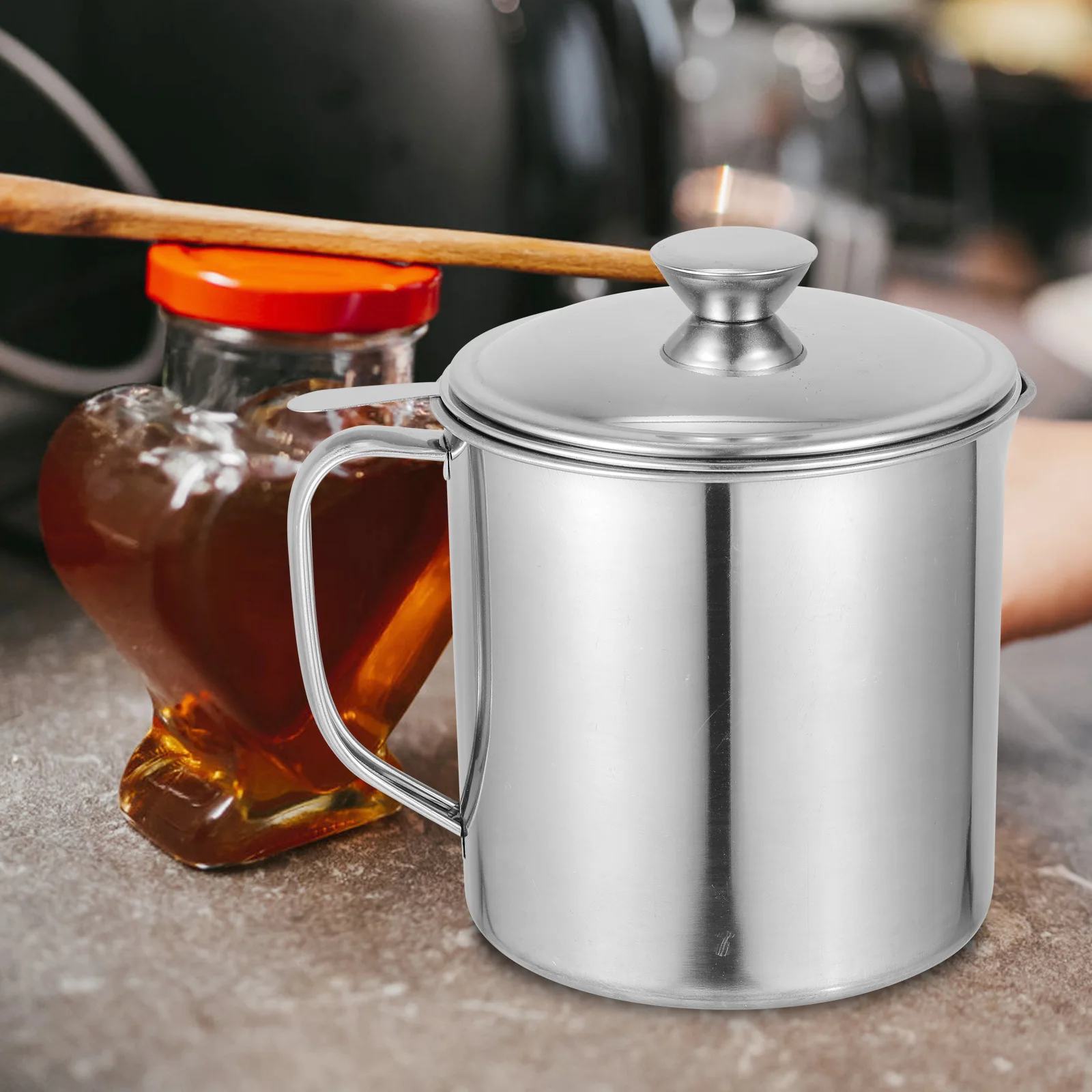 

Stainless Steel with Strainer for Kitchen Filtering Residue Cooking Storage Filter Bacon Kitchen Container for Easy