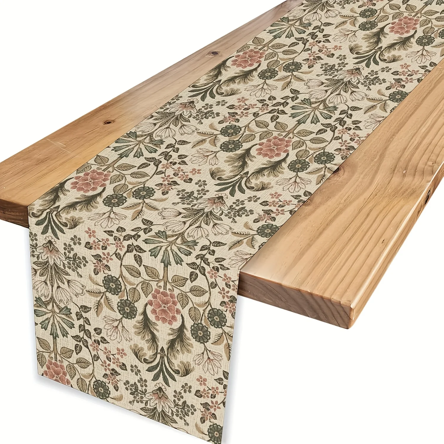1pc Vintage Floral Print Table Runner Boho Style Dining Table Decor for Kitchen Dining Room Party