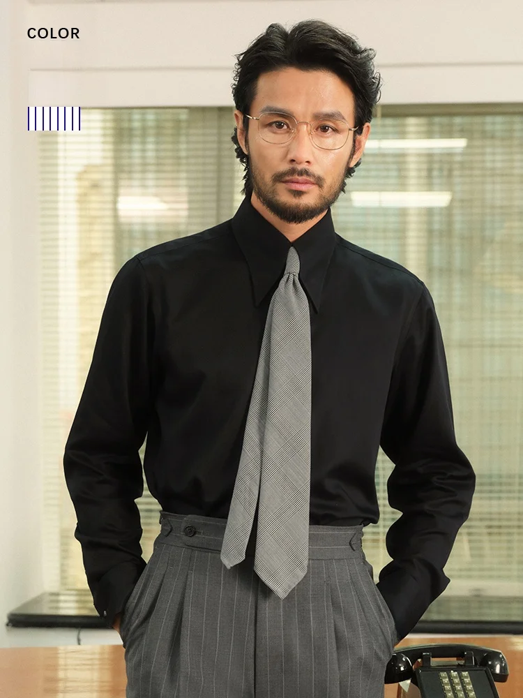 

Мужская рубашка Lutai DP из чистого хлопка без глажки, с длинным рукавом, комфортная, приятная для кожи, микроэластичная, с итальянским воротником-стойкой