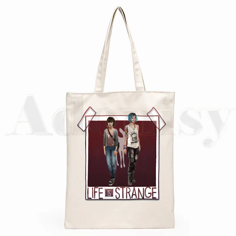 Life Is Strange Gráfico Cartoon Imprimir Sacos De Compras Para Meninas, Saco De Mão De Pacote Casual, Moda