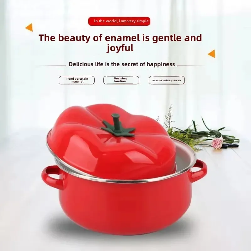 

Durable Porcelain Tomato Pot with Heating Function for Soup and Stew, 18cm/20cm/22cm