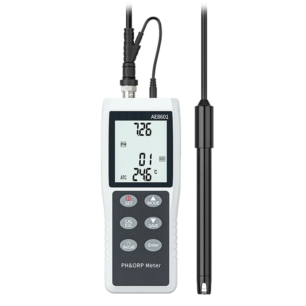 Portable PH Meter AE8601 PH Tester Detector Used in Water Quality Testing Environmental Protection Range 0.0~14.00