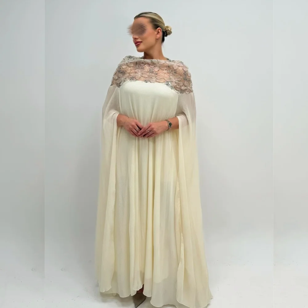 Maßgeschneidertes klassisches Mode-Abendkleid mit Falten, O-Ausschnitt, A-Linie, lange Kleider, Hochzeitskleid, elegant, hohe Qualität