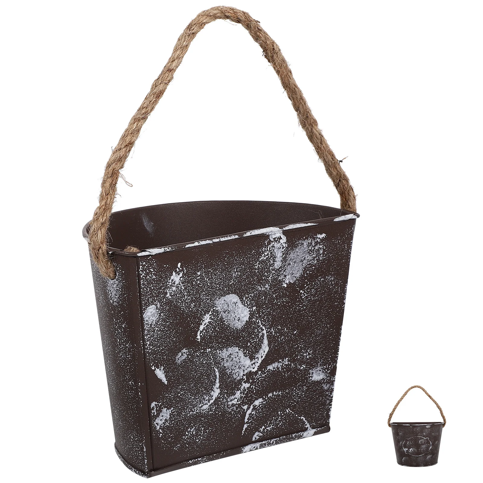 

2pcs Wall-Mounted Flowerpot Iron Hanging Planter Rustic Metal Flower Bucket For Indoor Outdoor Decor Vintage Style Farmhouse