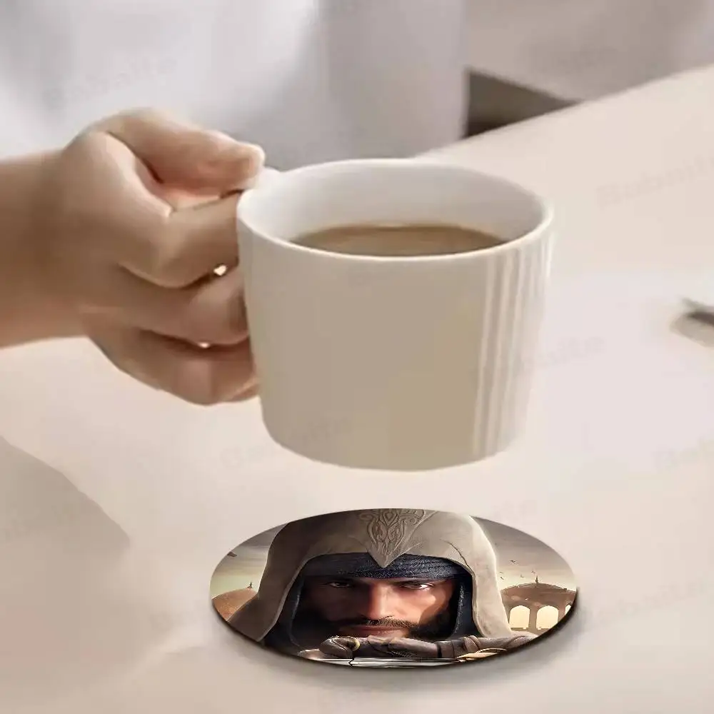 Game A-Assassin S C-Creed Classic Round Coasters Insulated Durable Cups Coaster Plate Mats Home And Decoration Kitchen Utensils