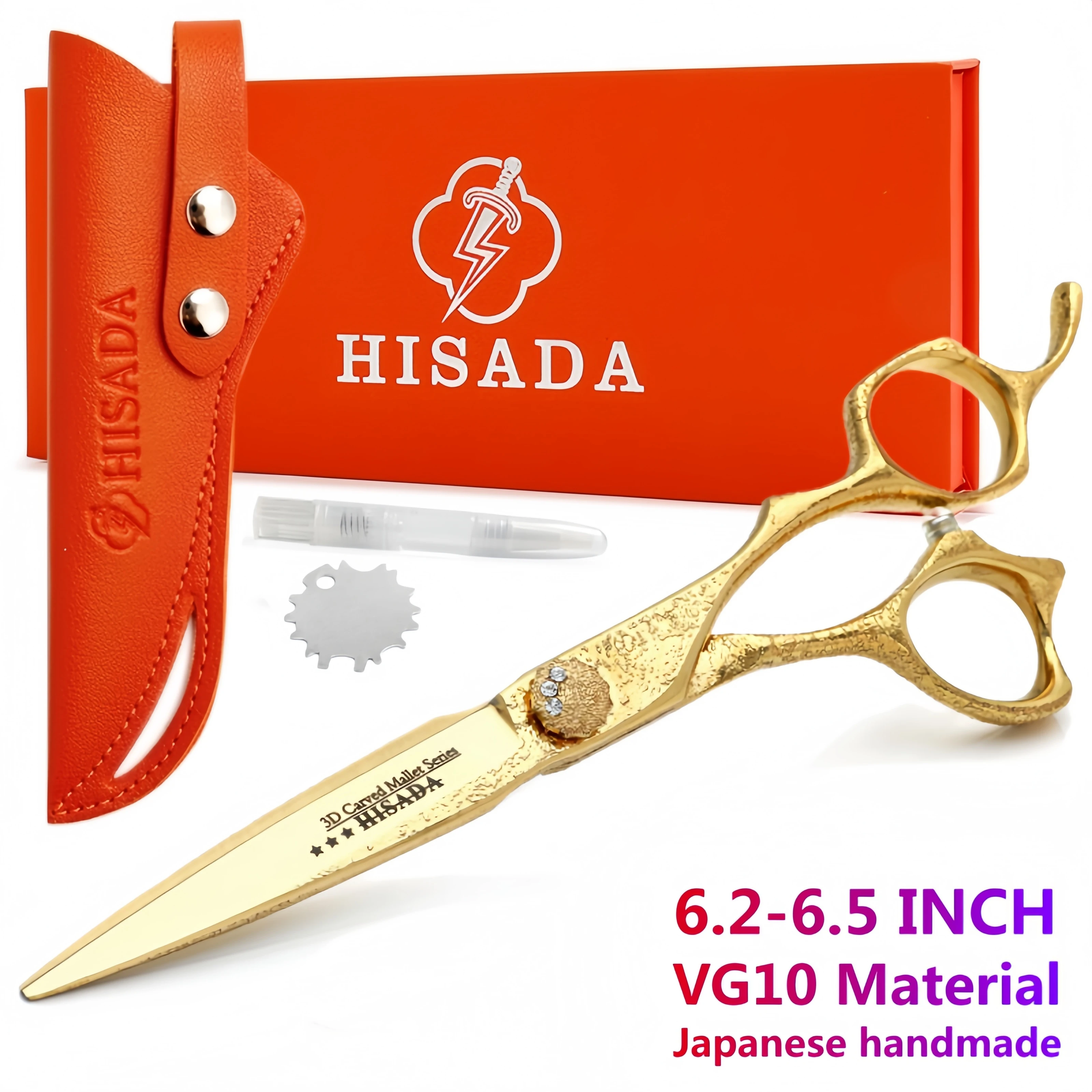 

New barber scissors 3D golden scissors CNC engraving process Professional hair scissors 6.2-6.5 inch VG10 material scissors