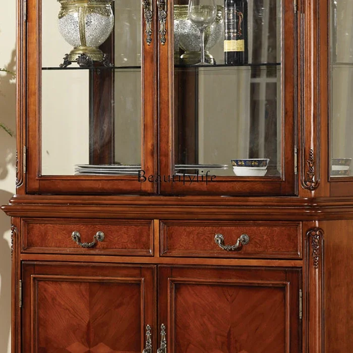 66.European solid wood storage locker, American home opposite door tea cabinet