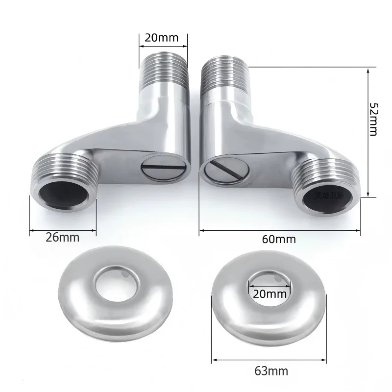 Width Adjustable Angle Valve Replacement Shower Faucet Adapter Part Stainless steel Wall Mounted Bathroom Accessories 2Pcs/Set