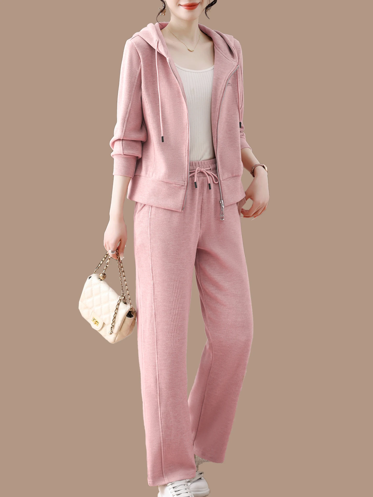 faionable-sportswear-set-for-women-spring-autumn-2025-new-zipper-hoodie-trendy-anti-aging-casual-two-piece-suit-mommy-wear