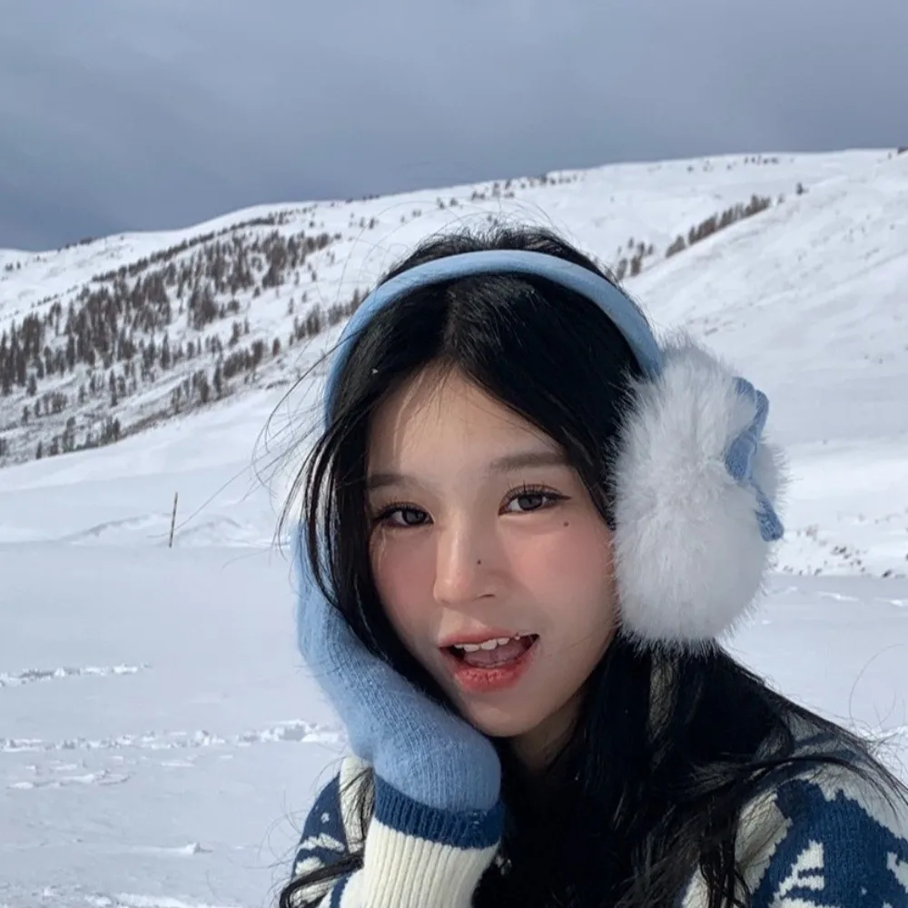 Lightweight Thicken Bowknot Plushes Earmuffs Windproof Soft Warm Earflaps Adjustable Elastic Cold-proof Ear Mask Skiing