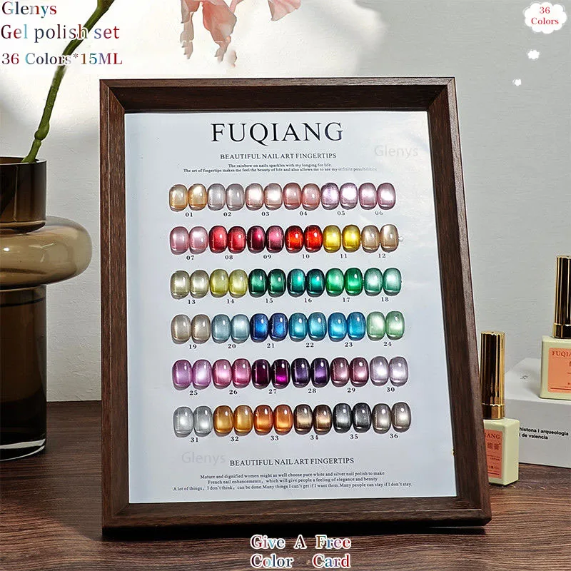 

Glenys 36 цветов, цветочные слова, кошачий глаз, гель-лак для ногтей, сетка красного цвета, популярный высококачественный погружной гель, цветная карта, набор УФ-светодиодных лаков