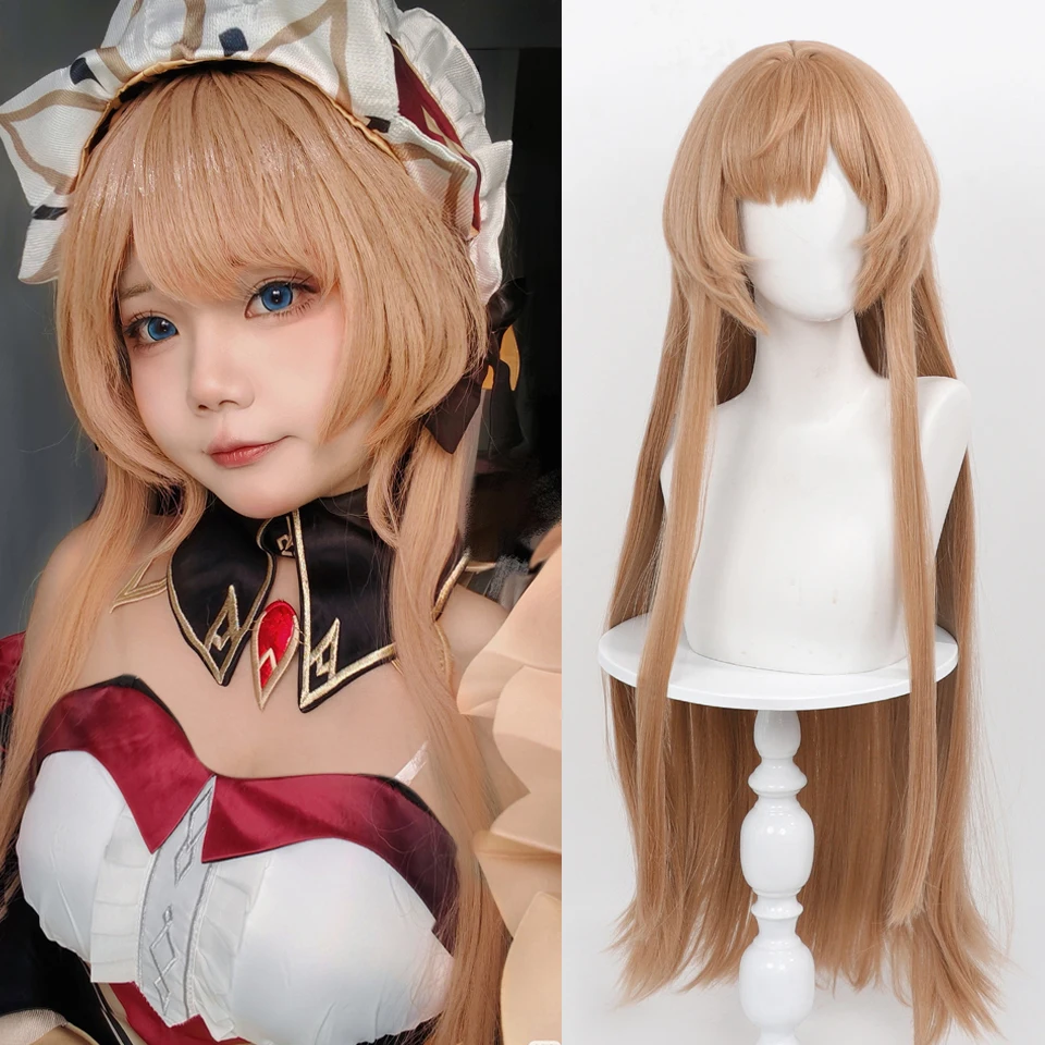 Game Genshin Impact Sandrone Cosplay Wig 90CM Long Golden Brown Synthetic Wig for Women Heat Resistant Role playing Costumes Wig
