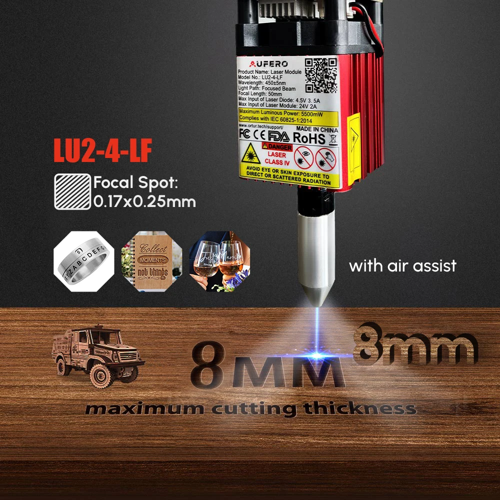 Imagem -06 - Iniciante Portátil Laser Gravador Cortador com Rolo Rotativo Marcação Máquina de Gravura Aufero Pré-instalar Madeira Metal Colar Anel