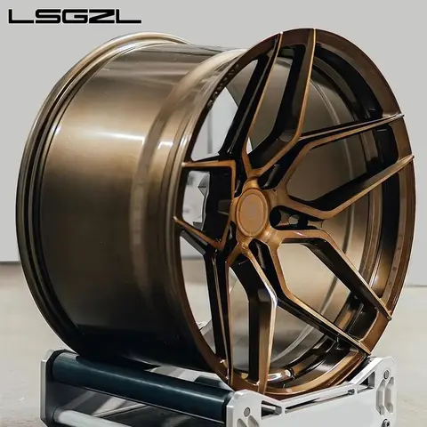 LSGZL 단조 모노블럭 브러쉬드 브론즈 커스텀 합금 C8 페라리 5x130 5x114.3 딥 컨케이브 16-26인치 휠 림 자동차 휠