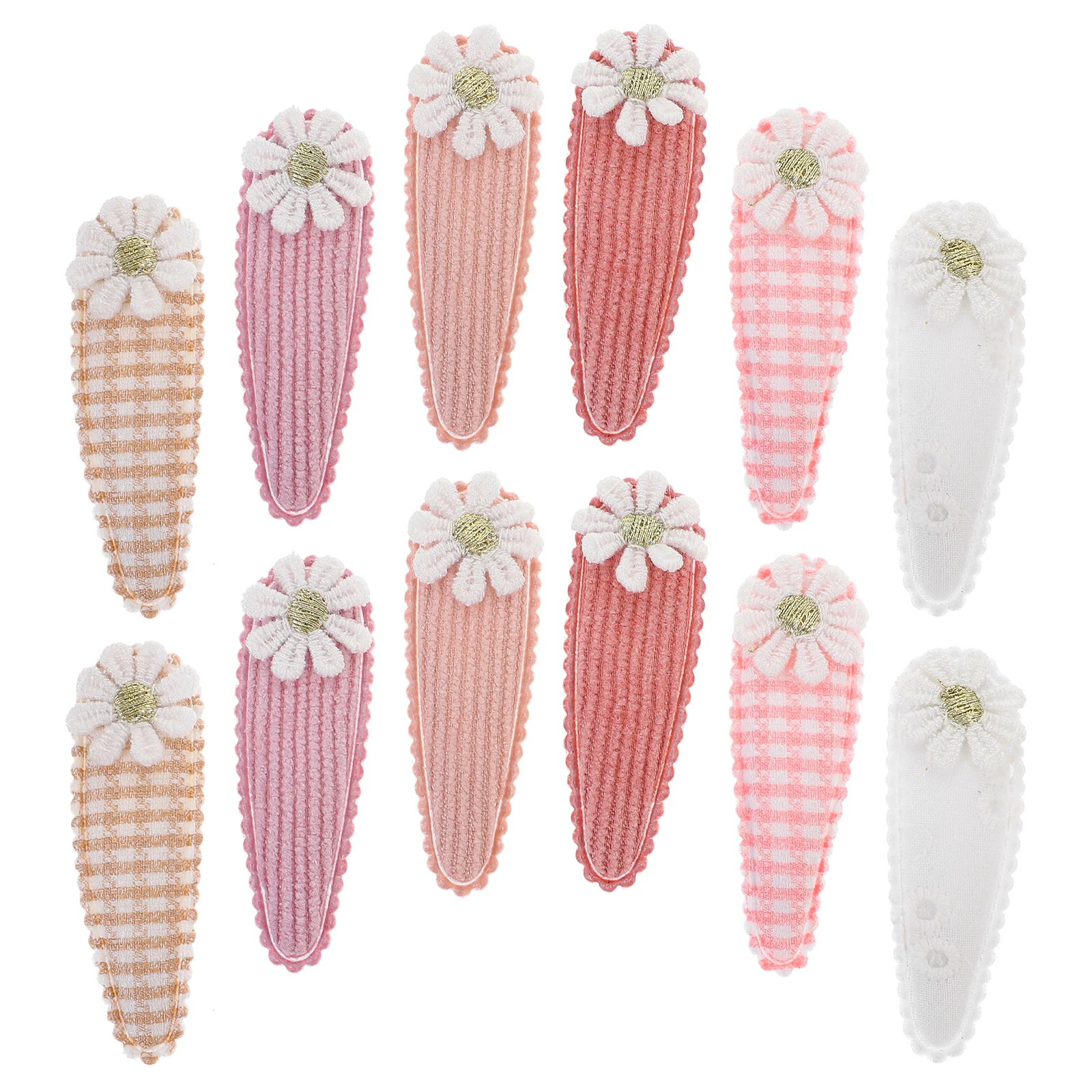 

12 Pcs Flower Hair Clips Decorative Snap Hair Accessories Girls Trendy Fabric Hairstyle Everyday Use Cute Girl Hairpins