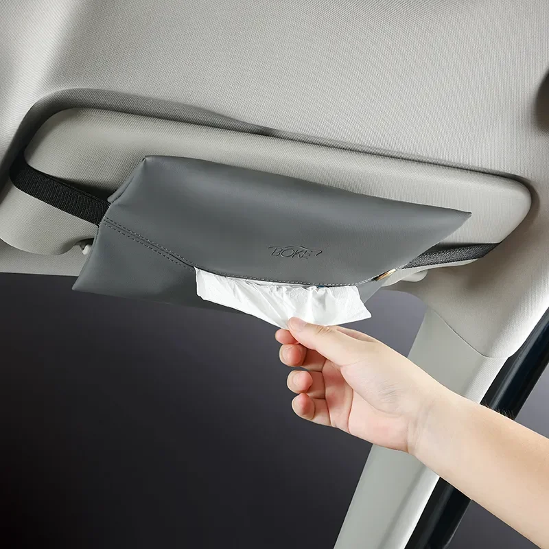 Premium Soft Napa Leather Car Tissue Box, Premium Seat Back, Armrest Box, Visor Tissue Box, Suitable for Cars and Homes