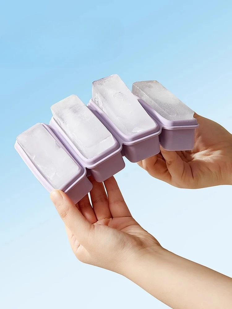 Long Ice Cube Molds Household Creative Silicone Ice Cube Trays Large Capacity Food-grade Large Ice Brick Box Molds with Cover