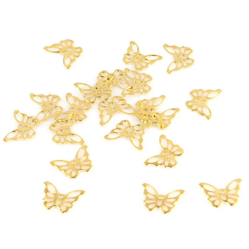 20pcs/batch Amulet Stainless Steel Gold Butterfly Amulet Handmade Crafts Pendant For DIY Jewelry Making Necklace Components HXD