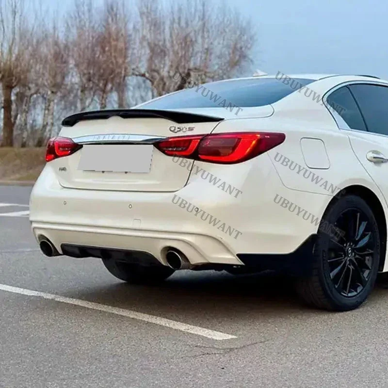 for INFINITI Q50 Q50S 2014-2017 Car Rear Spoiler Splitter Glossy Black Rear Trunk Lip Cap Wing