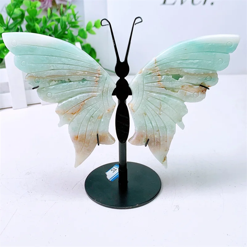 

Natural Amazonite Butterfly Wings Crystal Carving Gemstone Crafts For Children Birthday Present Decorations Gift 1pair