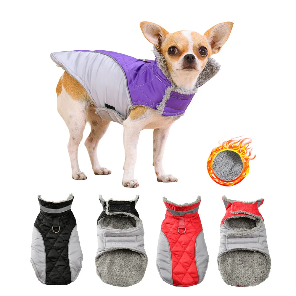 Warmer Welpenmantel, dicke Fleece-Winterjacke, Kleidung für kleine, mittelgroße Hunde, Katzen, reflektierendes Chihuahua-Yorkie-Kostüm, Haustier-Outfits