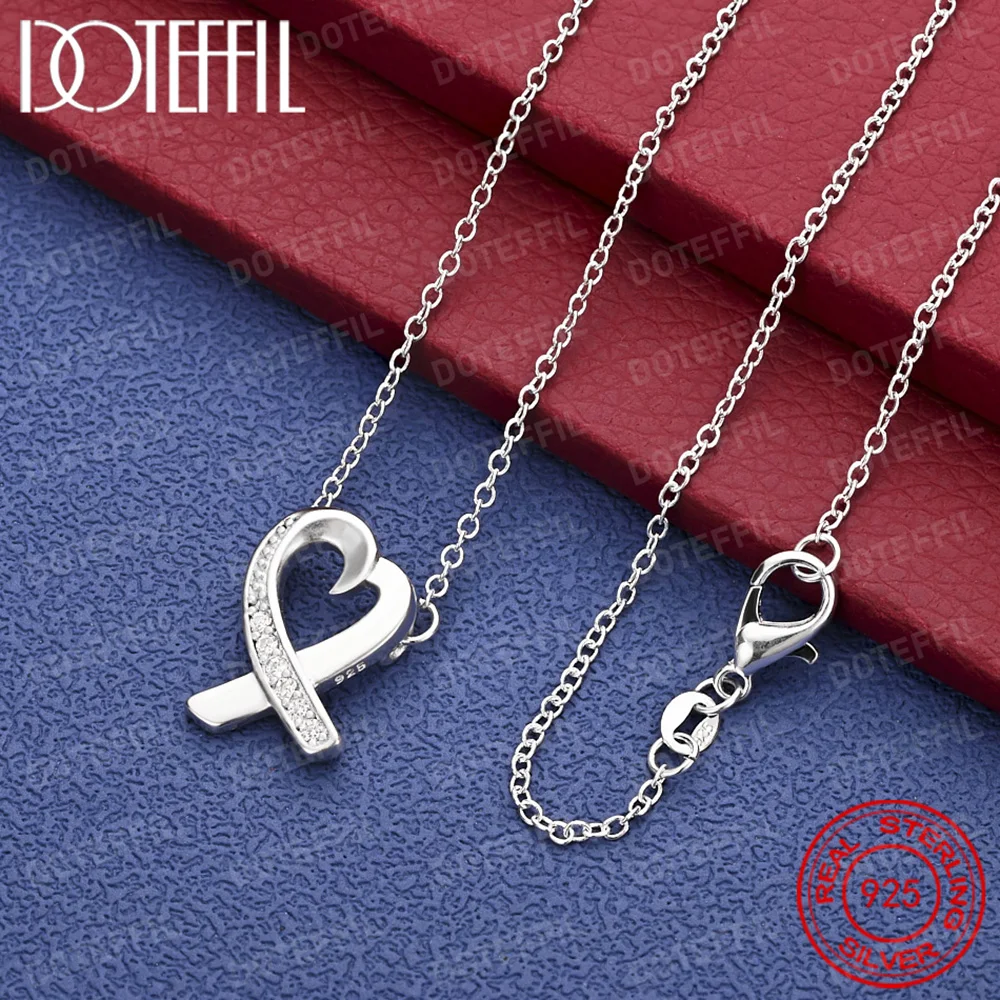 

925 Sterling Silver Exquisite Heart-Shaped Zircon Pendant Necklace - Gift for Women, Girlfriend, or Wedding Accessories