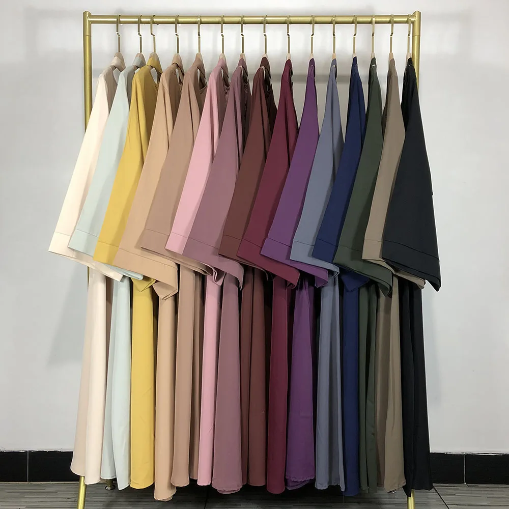 15 Farben Basic Plain Nida Abaya mit kostenlosem Gürtel Hochwertige muslimische Frauen bescheidenes einfaches Kleid EID Ramadan islamische Kleidung