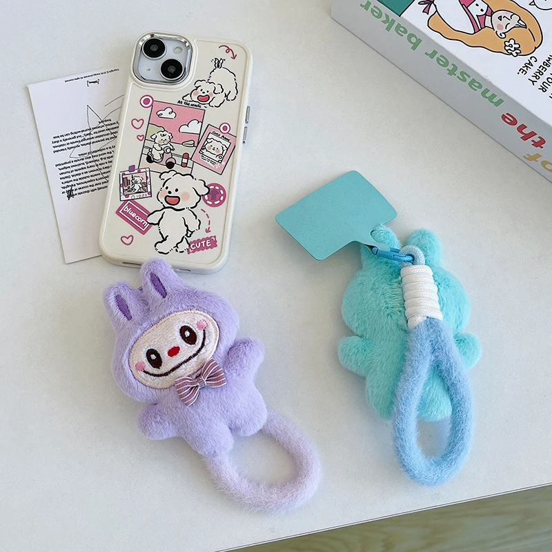 Labubu Cartoon Cute Phone Chain Pendant For IPhone For Samsung Huawei Xiaomi Universal Phone Rope Strap Bag Decoration Keychain