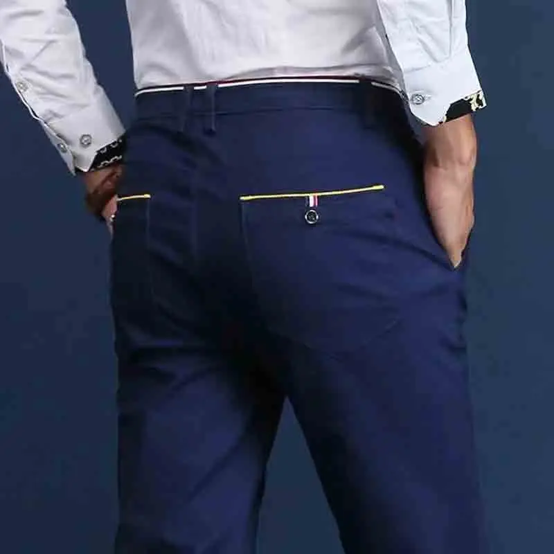 6 ألوان أزياء رجالي سليم صالح عارضة السراويل كوريا نمط الأعمال العمل السراويل كل مباراة رجل منتصف الخصر مستقيم عارضة السراويل #6