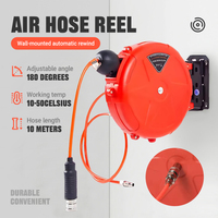 Commercial Auto Rewind Air Compressor 10m Hose Reel with Swivel Bracket Wall Mounted Heavy Duty Reel for Workshop and Garage Use