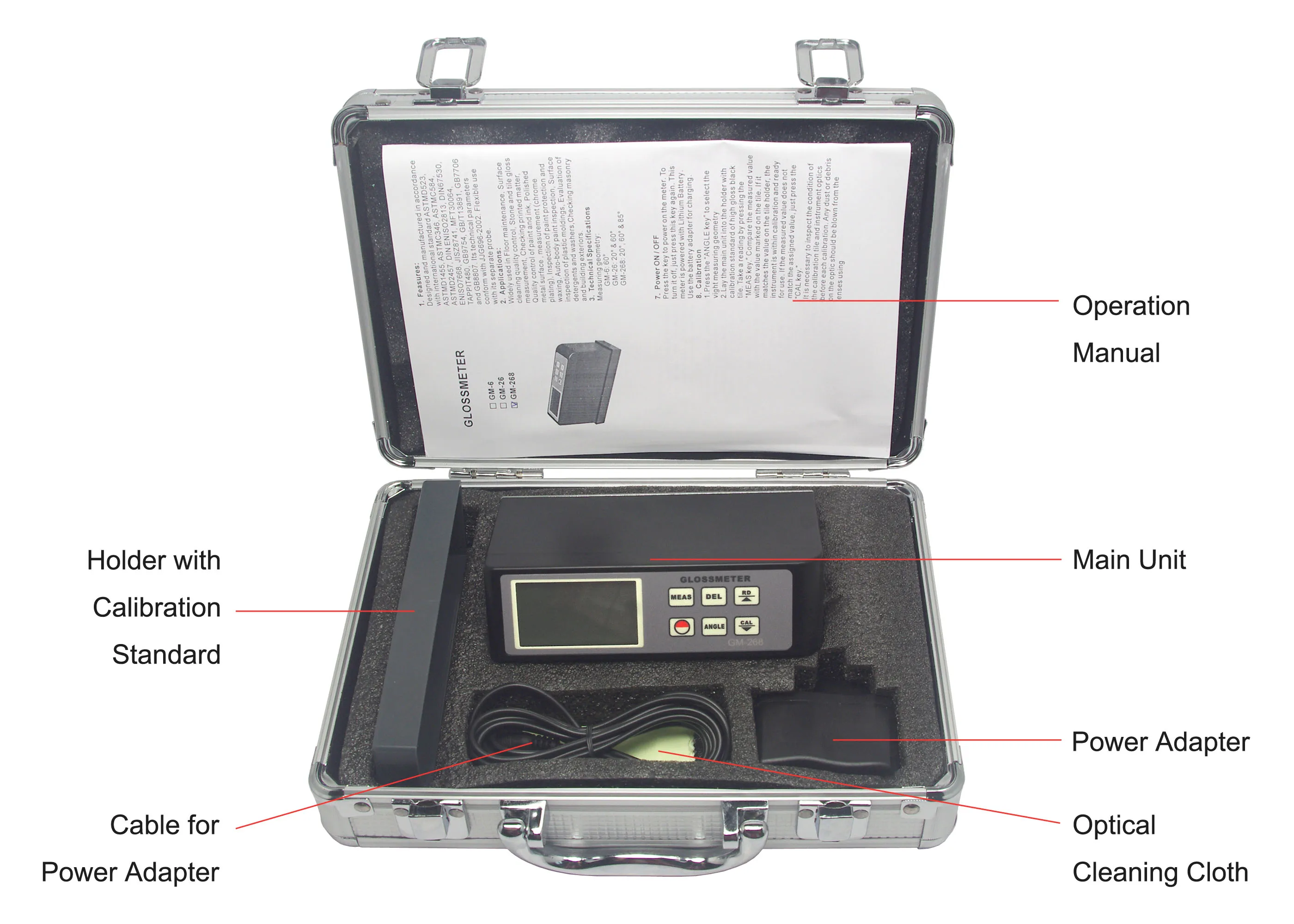 GM-268 Meteran Gloss Marmer Kualitas Tinggi Portabel Multifungsi Meteran Gloss Batu