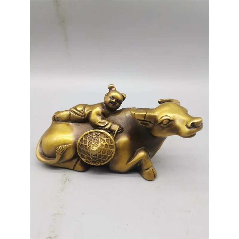 Brass Shepherd Boy Riding Cattle Decoration Reading Boy Cattle Home Decoration Decoration Zodiac Buffalo One Piece Dropshipping