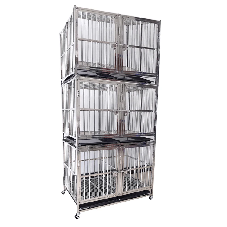 Stackable Pet Cage Indoor/outdoor Kennel Dog Cage for Sale Medium and Small Kennel Three-story 6-door Stainless Steel Animal T/T