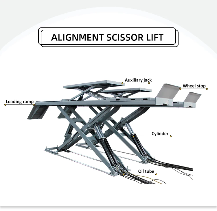 TFAUTENF Hydraulic 4 Tons On-ground Car Alignment Scissor Lift for Auto Workshop Wheel Aligner with Hydraulic Jack