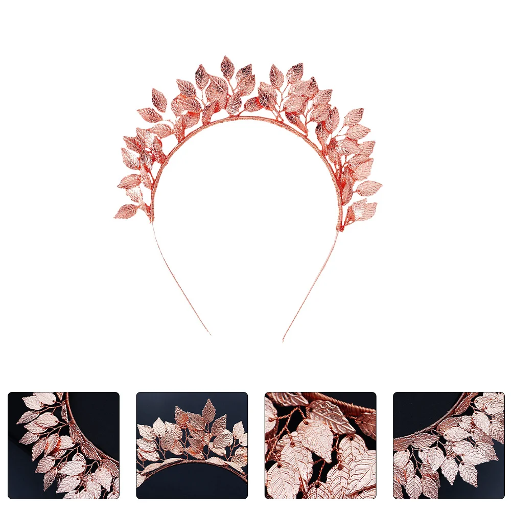 Vintage Decor Handmade Leaf Headband Hair Accessories Elegant Hairband Creative Hoops Golden Bride