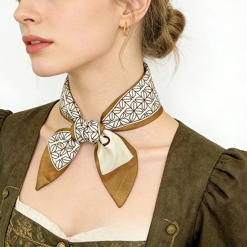 

Women Long Strip Silk Scarf Hair Ribbon Neck Scarf Bag Handle Kerchief