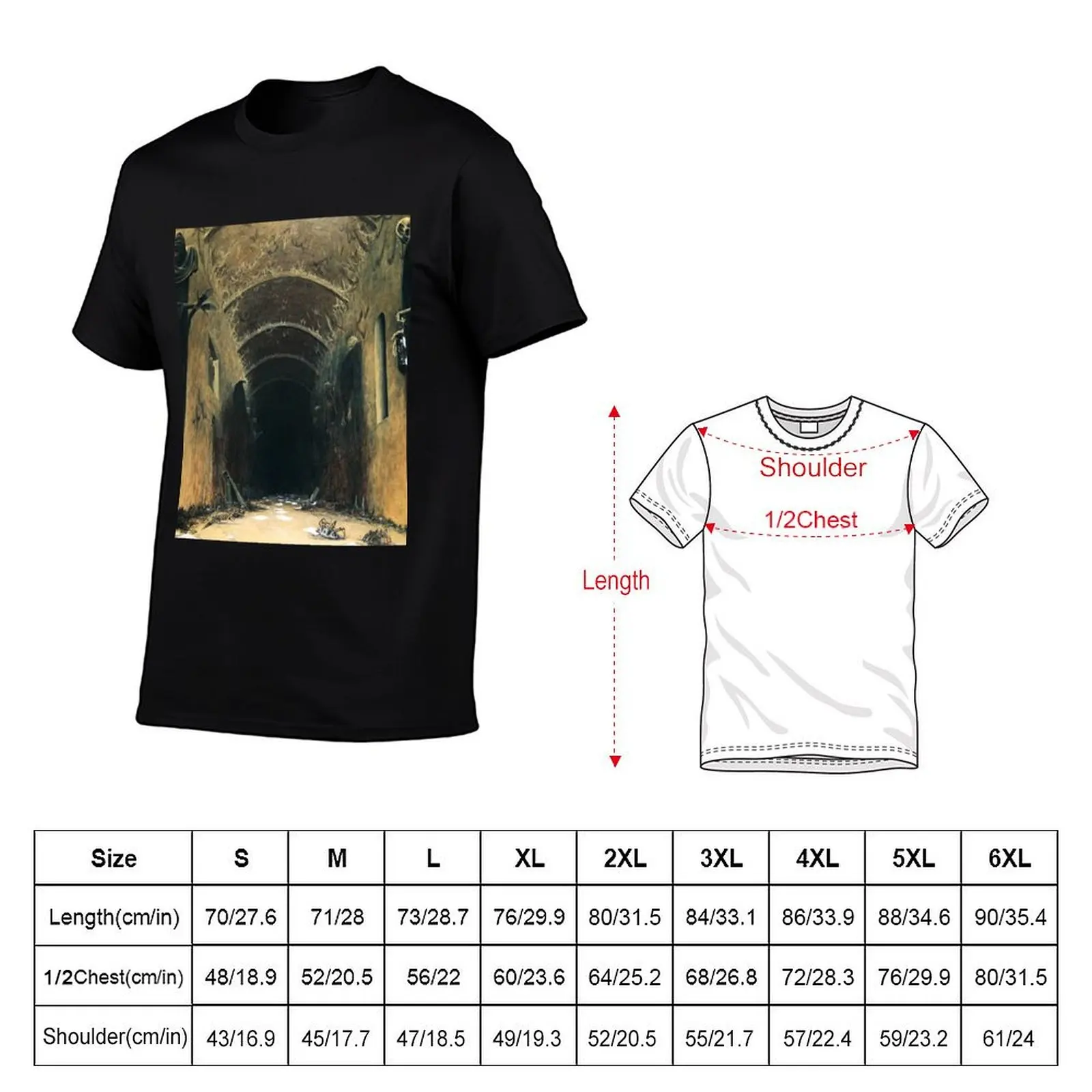 Untitled (Corridor), by Zdzis?aw Beksiński T-Shirt Retro Style Print Casual Top