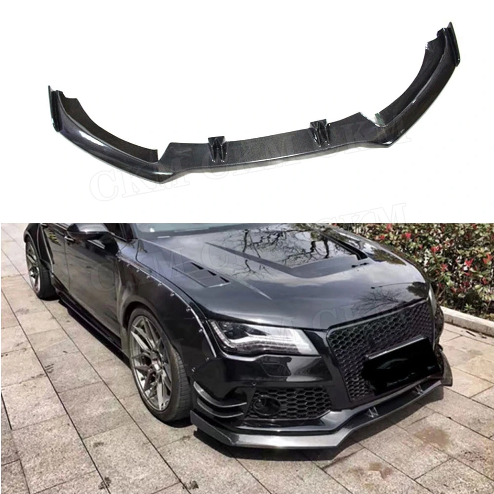 

CKMUUER Carbon Fiber For Audi Sedan A6 RS6 A7 RS7 2012-2018 Car Accessories Front Lip Spoiler Plate Head Bumper Shovel