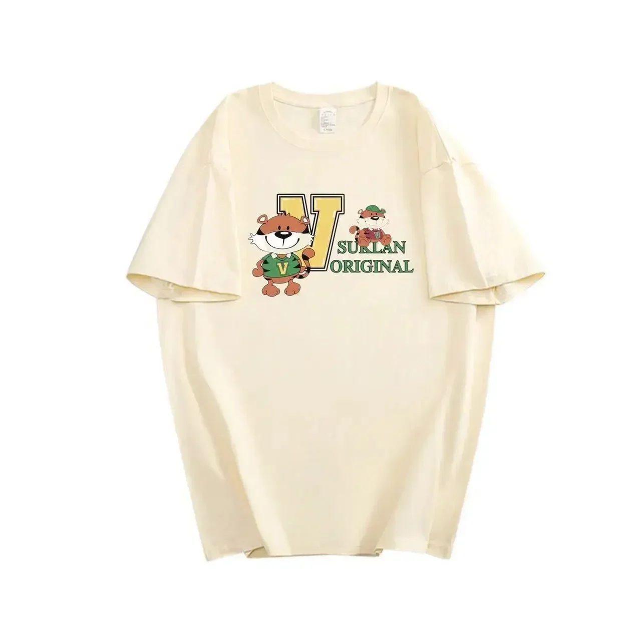 

2024 Summer American Trendy New Printed T-shirt Loose Unisex Pure Cotton Round Neck Half Sleeves