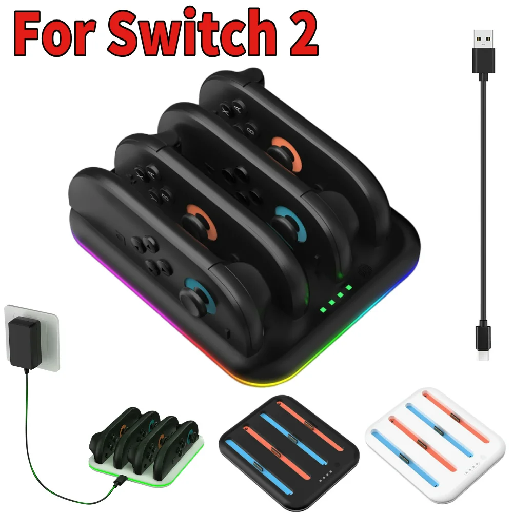 

For Switch 2 Wireless Controller Charger Dock with LED Indication Charging Station Stand for Joycon Controller Up To 4 Controlle