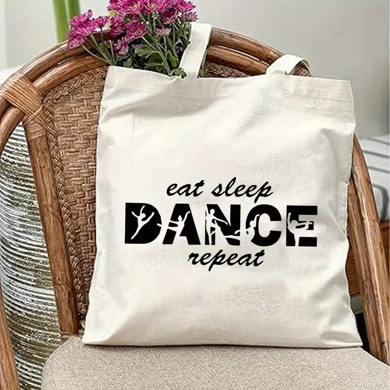 

Многофункциональные сумки для книг и библиотеки с принтом EAT SLEEP DANCE, холщовая сумка-тоут для путешествий, сумка-шоппер для повседневного использования