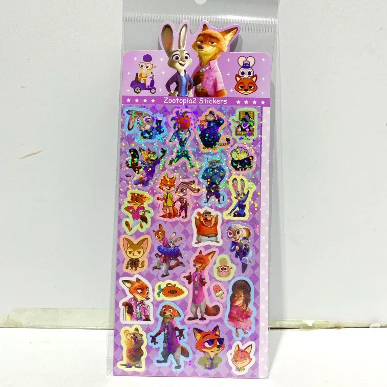 크레이지 주토피아 2 스티치 닉 래빗 주디 레이저 스티커 어린이 귀여운 만화 장식 작은 패턴