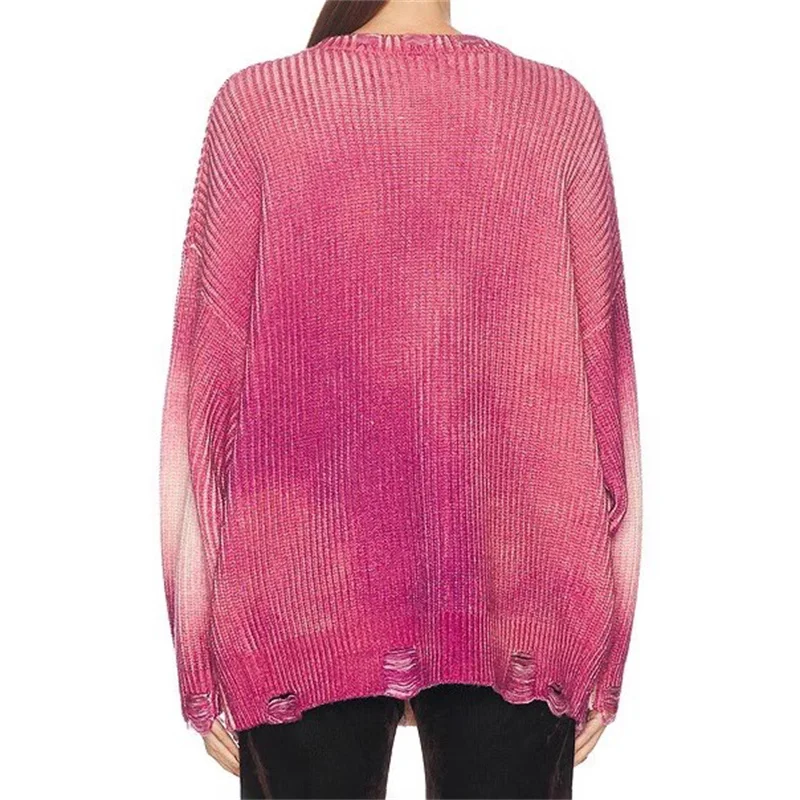 Cardigan for women New fashion tie dye V-neck Knitwear for autumn 2024 100% pure cotton women's sweater y2k Elastic Women's Coat