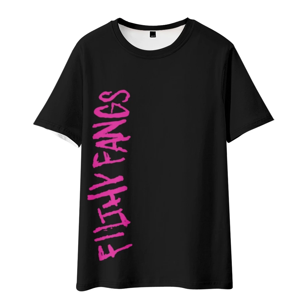 Bella Thorne Filthy Fangs T-shirt Crewneck Korte Mouw Zwart Tee Mannen Dames T-shirt Casual Stijl Grappige Kleding