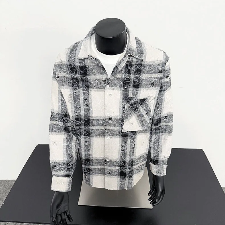 

Модная молодежная мужская повседневная рубашка, клетчатая рубашка-весна и осень, новый японский стиль с длинными рукавами для поездок на работу