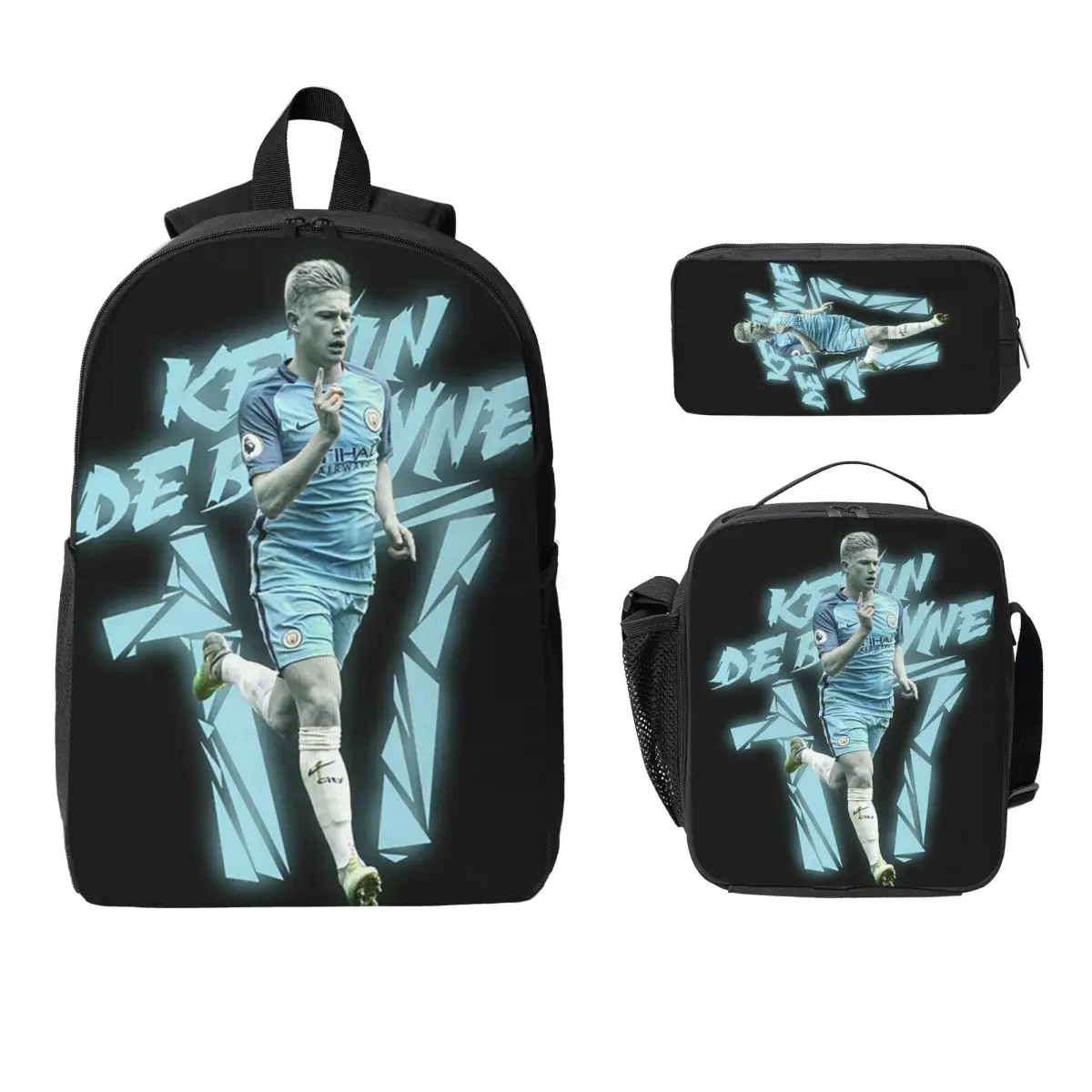 

Kevin De Bruyne Design Backpack Student Boys Girls BookBag School Bag Laptop Shoulder Bags 3ps Insulated Lunch Bag Pencil Case