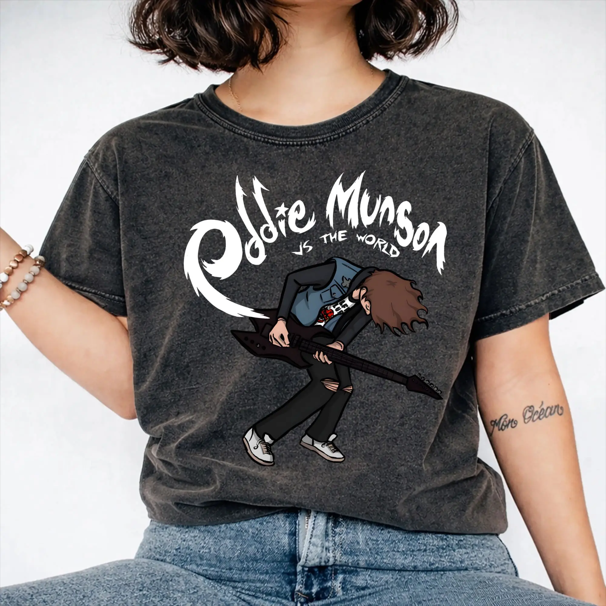 Eddie vs the World Scotts Pilgrims  Accessories Washed T Shirts for Men Women Streetwear Hip Hop T-Shirts Printed