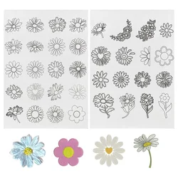 Chzimade A4 Daisy Embroidery Water Soluble Interlining Paper Natural Printing Clip Book Flower and Grass Pattern Handmade Craft