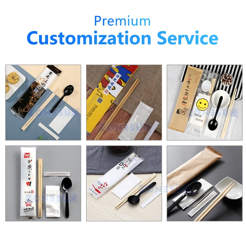 Zonesun linha de produção de embalagem de talheres de plástico descartável conjunto de talheres automático takeaway ensacamento equipamento de embalagem ZS-PLCJ01