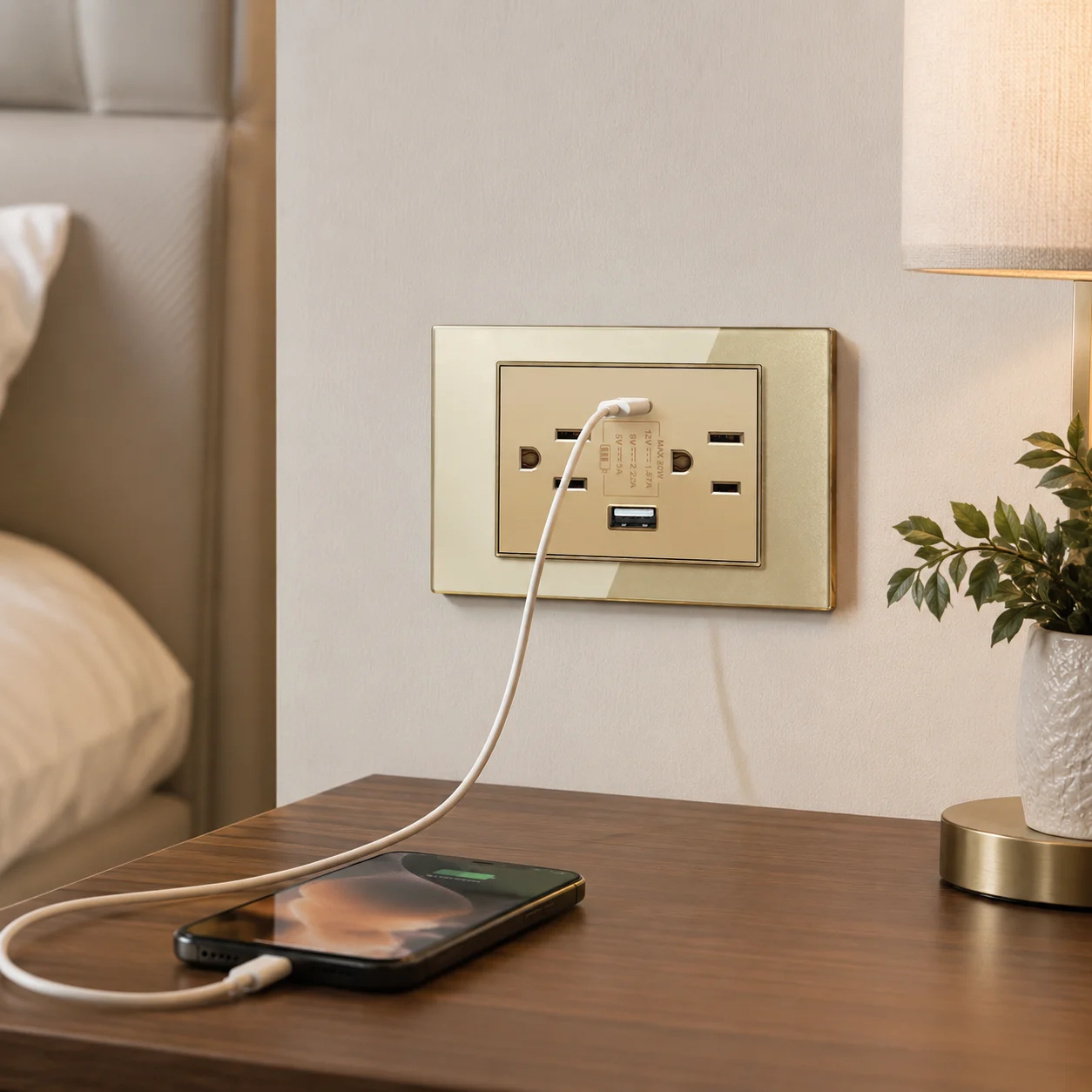 American Standard Dual Wall Usb Plug Socket, Household Mexico US Tempered Glass Light Switch Outlet Adapter Type-C Fast Charging image 6